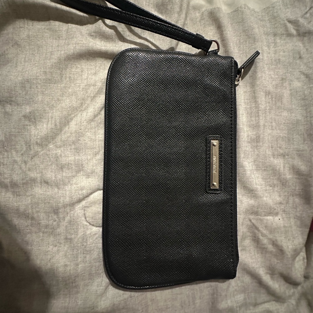 NINE WEST Black Textured wristlet